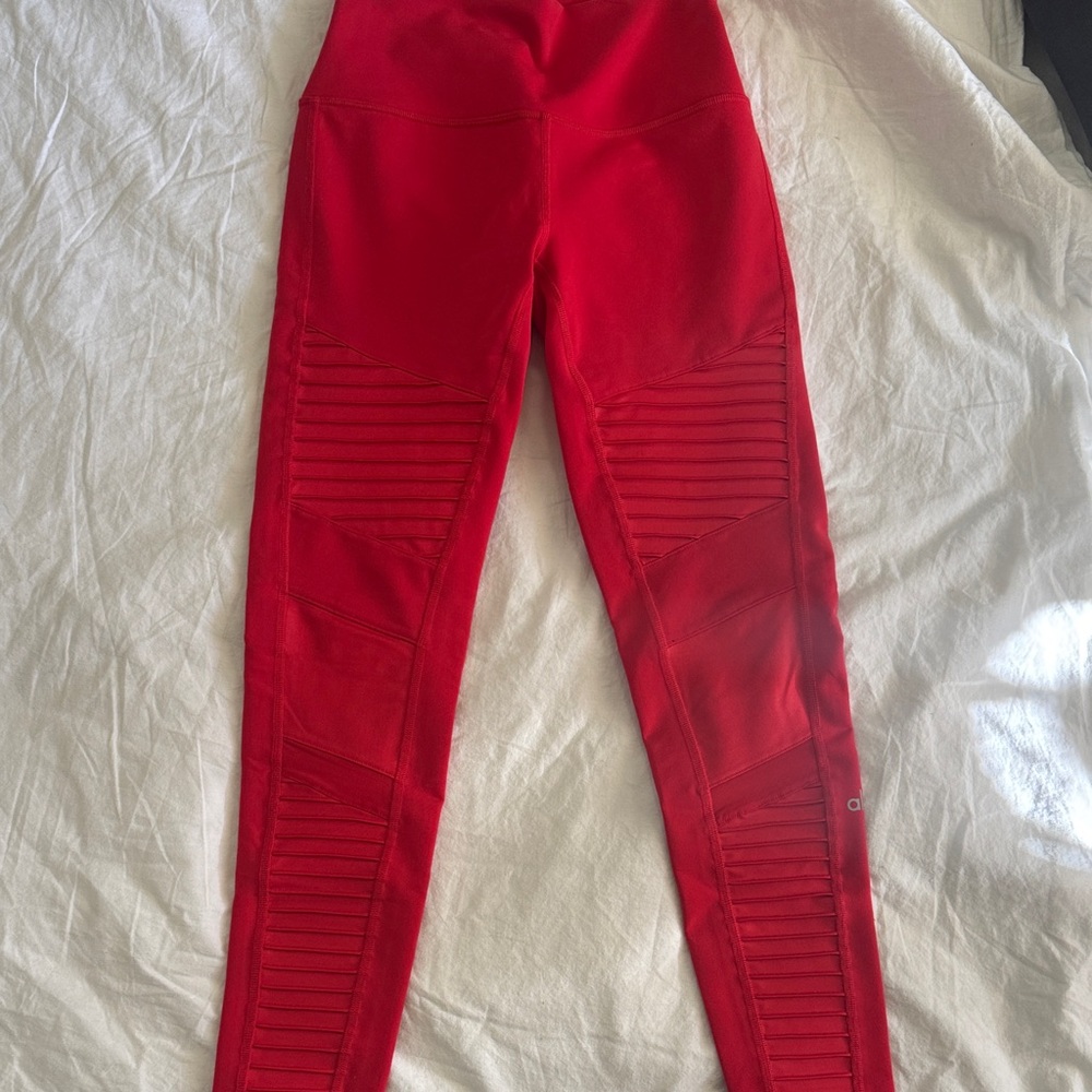 ALO Red High-Waisted Moto Leggings - M